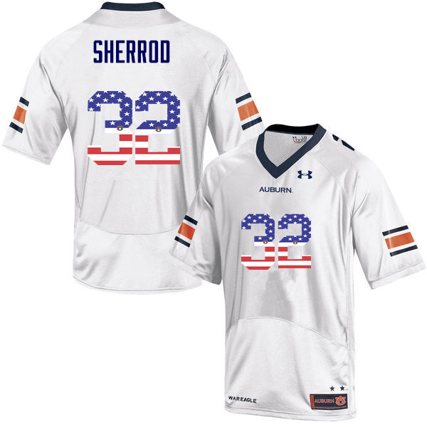 Men #32 Sam Sherrod Auburn Tigers USA Flag Fashion College Football Jerseys-White
